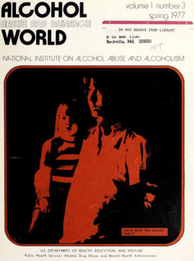 Alcohol Health & Research World cover for Volume 1, Number 3 in spring 1977. A man and a woman are depicted in high contrast.